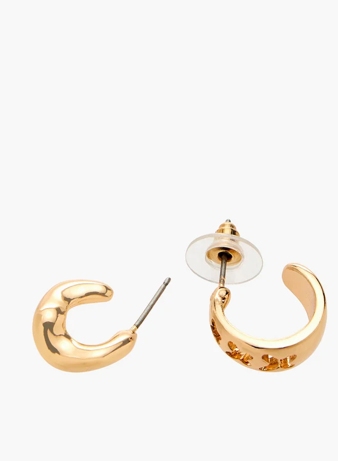 Flora Bella By Shoexpress GOLD Pack Of 6 Gold Tone Embellished Hoop Earrings With Pushback Closure for Women | Best Price UAE